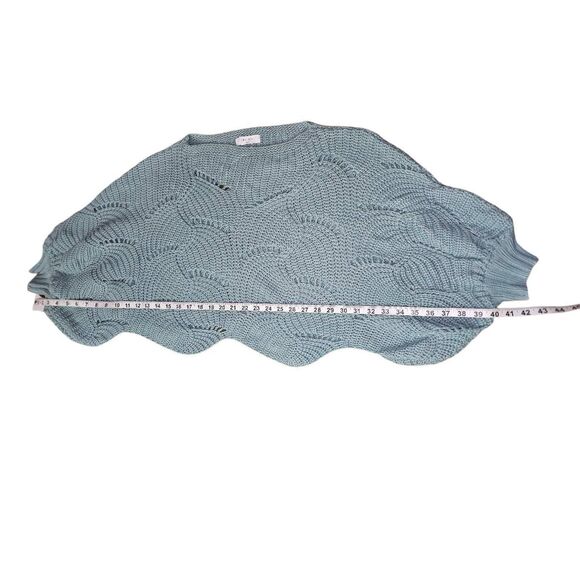 Elodie Boutique Teal Open Knit Oversized Crop Sweater Small EUC - Picture 5 of 6